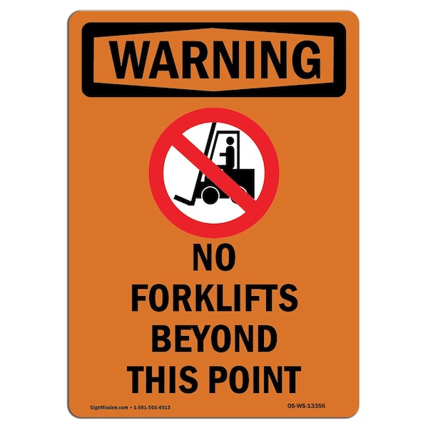 Safety Sign, OSHA WARNING, 5" Height, No Forklifts Beyond, Portrait, 10PK